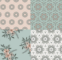 Decorative Clothesline-Flowers & Patterns-16 motifs-3”x4,5”-Ensemble E
