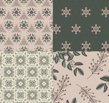 Decorative Clothesline-Flowers & Patterns-16 motifs-3”x4,5”-Ensemble D