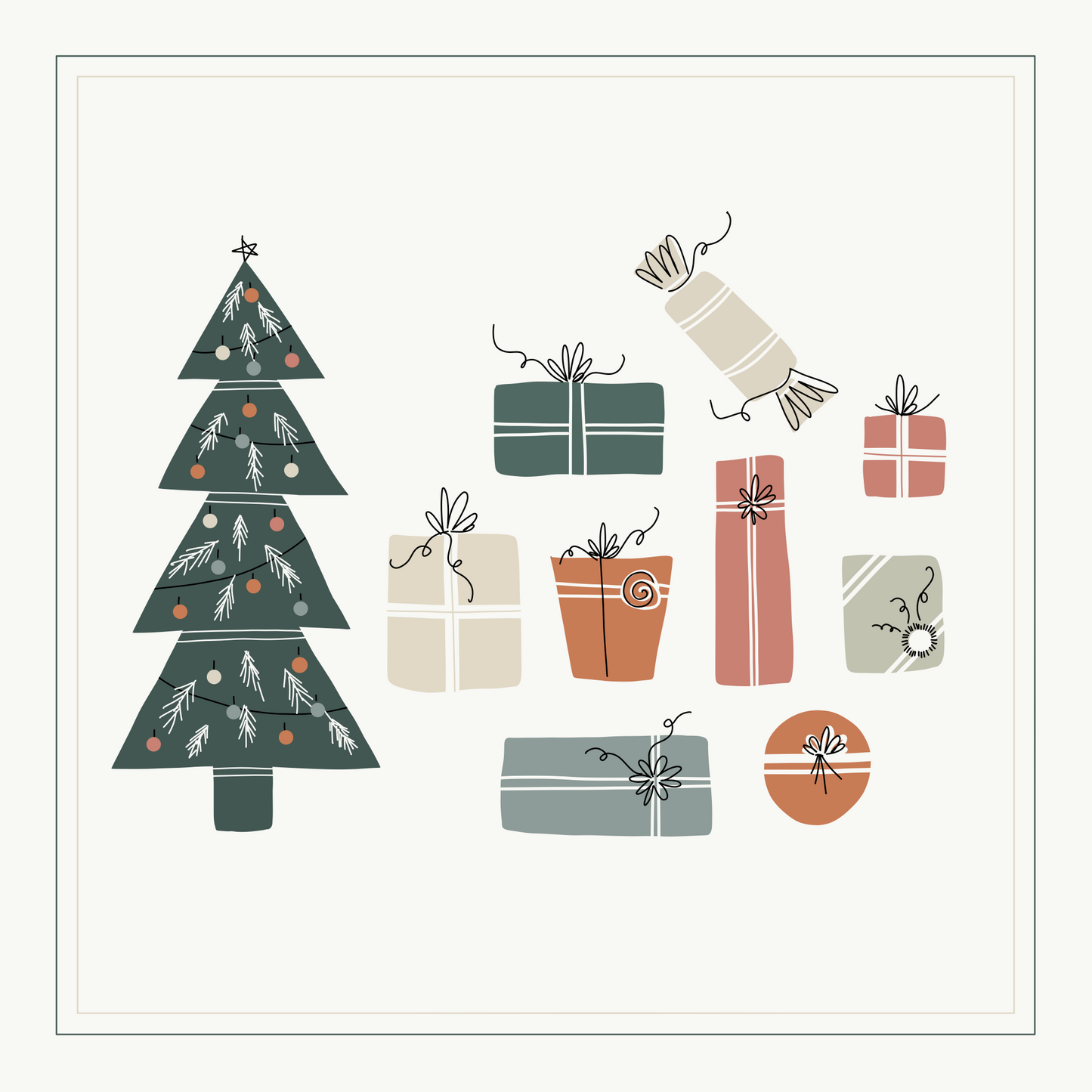 Holiday Greeting Card-5.5"x 5.5"-Under the Tree