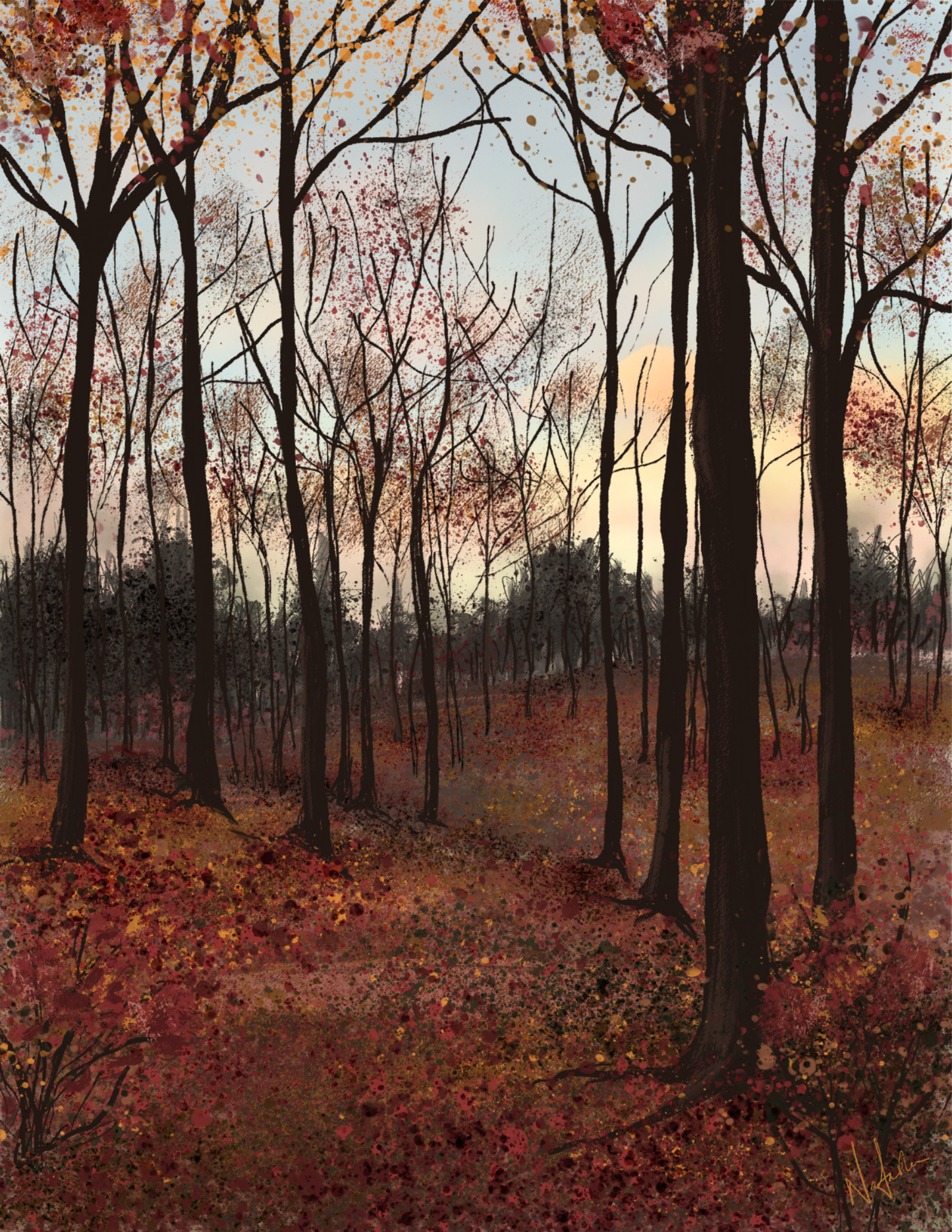 PRINT- Colour illustration-FALL in love