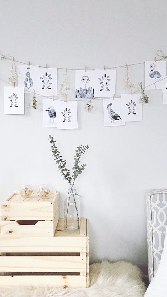 Decorative Clothesline-Full Pack-Seven birds & leaf design