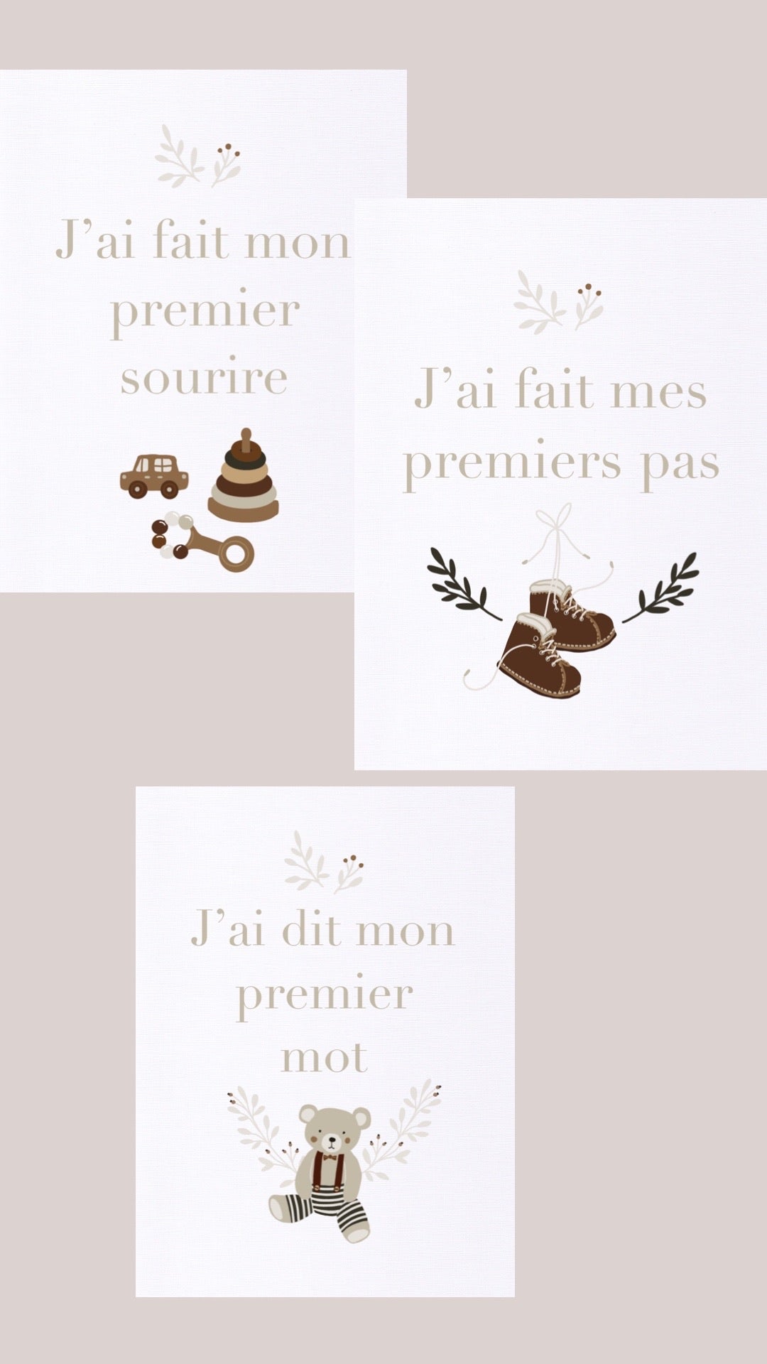 Baby's 12 Months Cards Set - 16 Cards - Unisex by Natasha Prévost