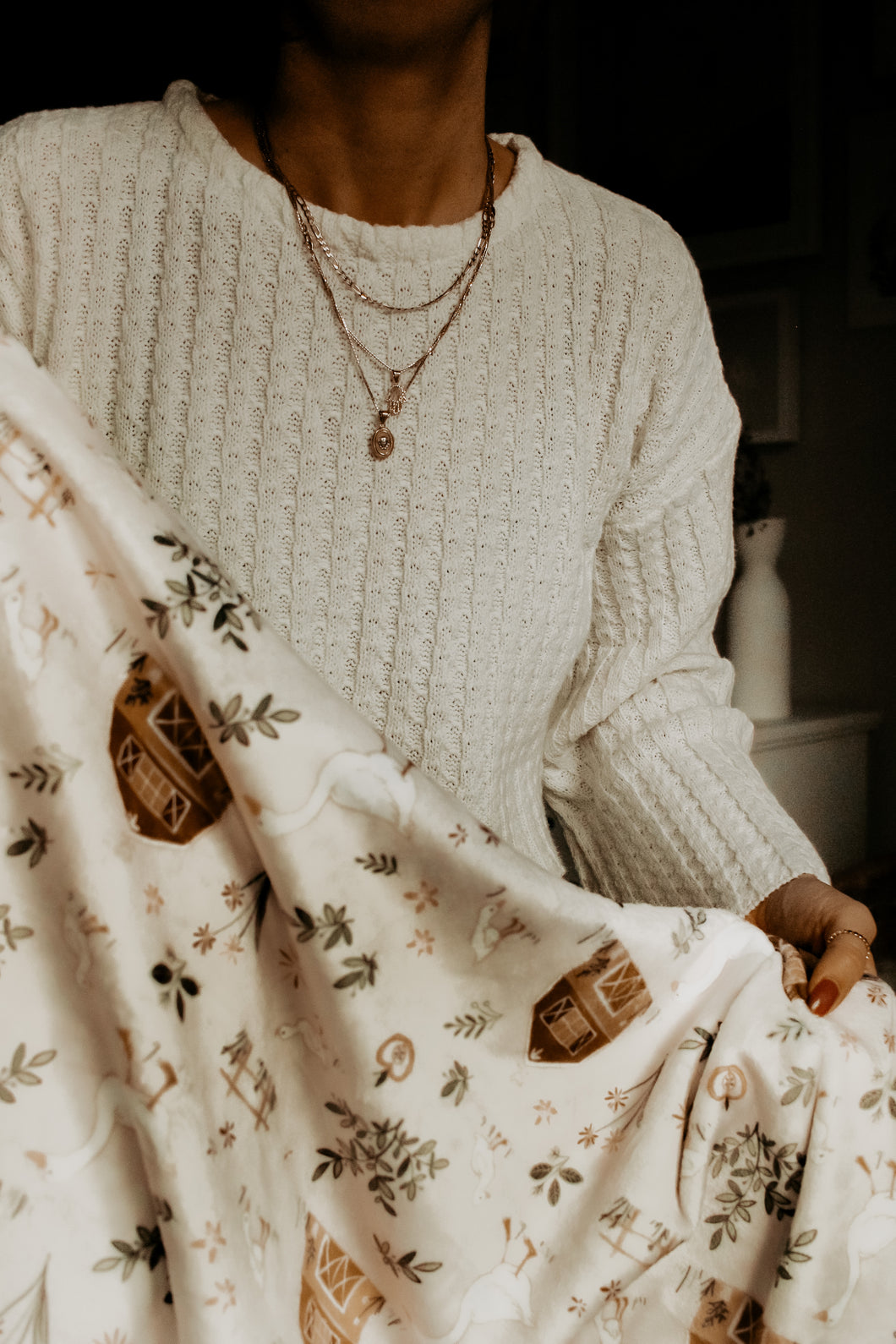 Couverture en polaire doux-Farmhouse & Ducklings-Fond beige