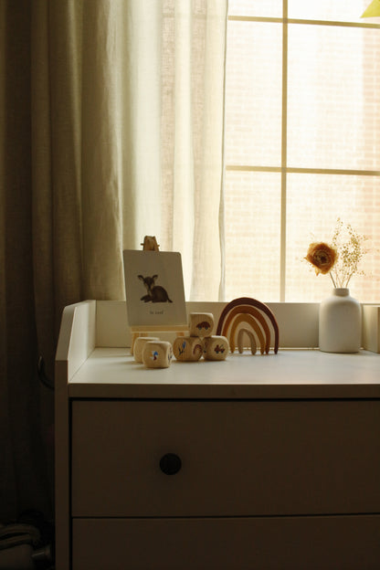 Hand-Illustrated Decorative Wooden Cubes - Set of 3 - Model 1 by Natasha Prévost