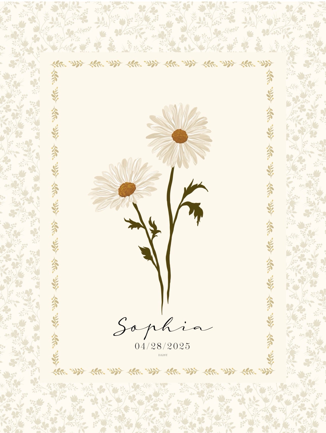 Art Print 545- Birth Flower personalized with Birthday & First Name by Natasha Prévost