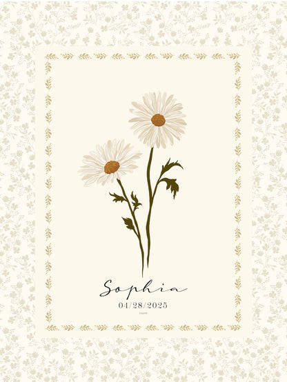 Art Print 545- Birth Flower personalized with Birthday & First Name by Natasha Prévost
