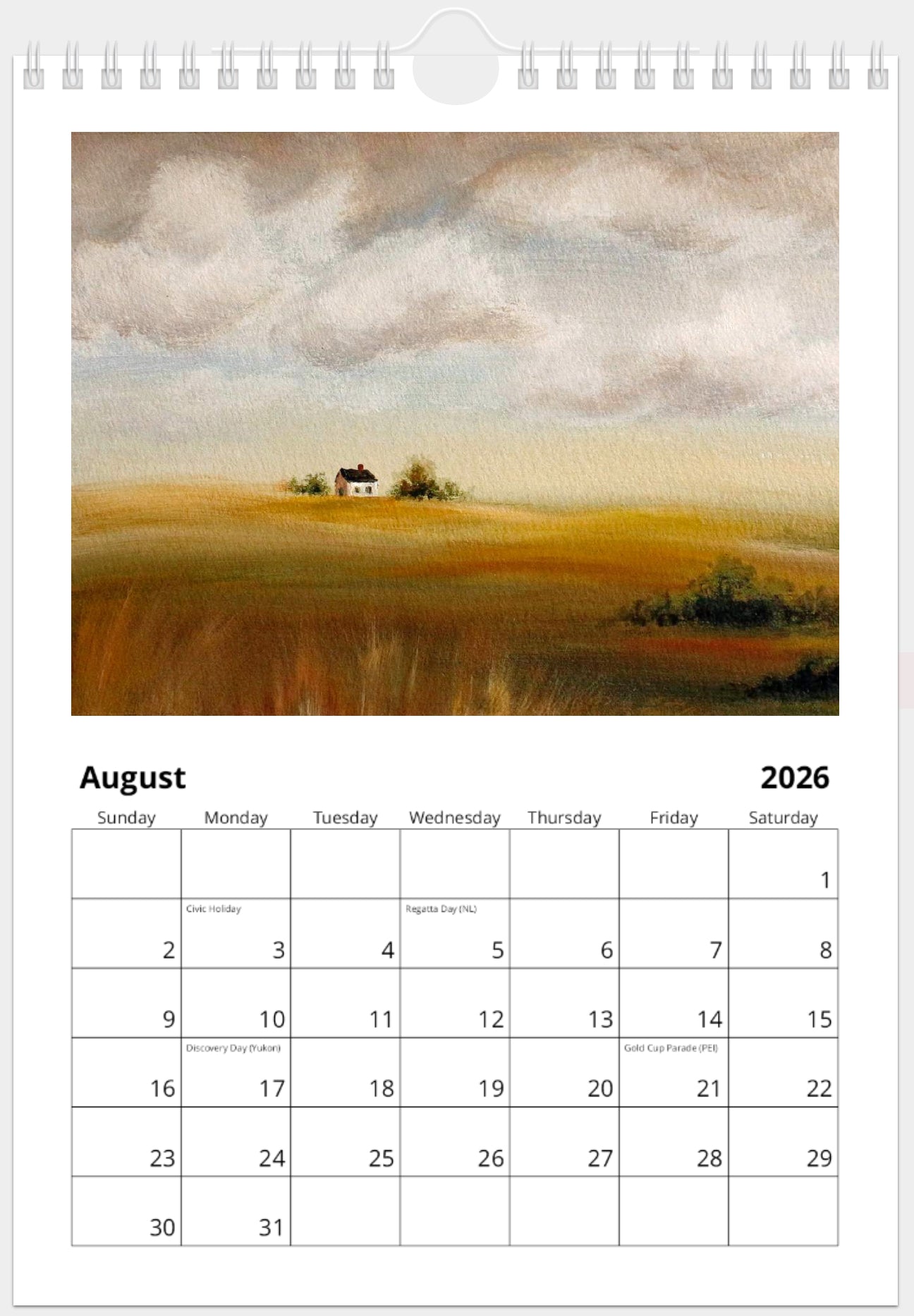 2026 Illustrated Calendar by Natasha Prévost