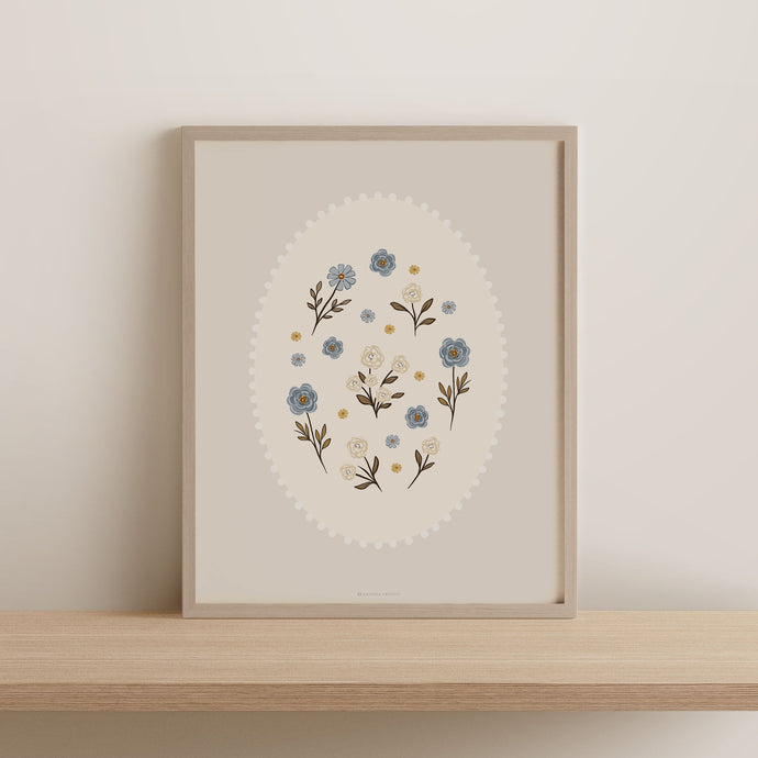 Print 402-Fleurs bleues