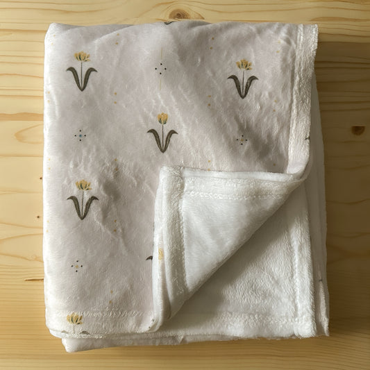 Soft Fleece Blanket - Tulips Pale Beige Background by Natasha Prévost