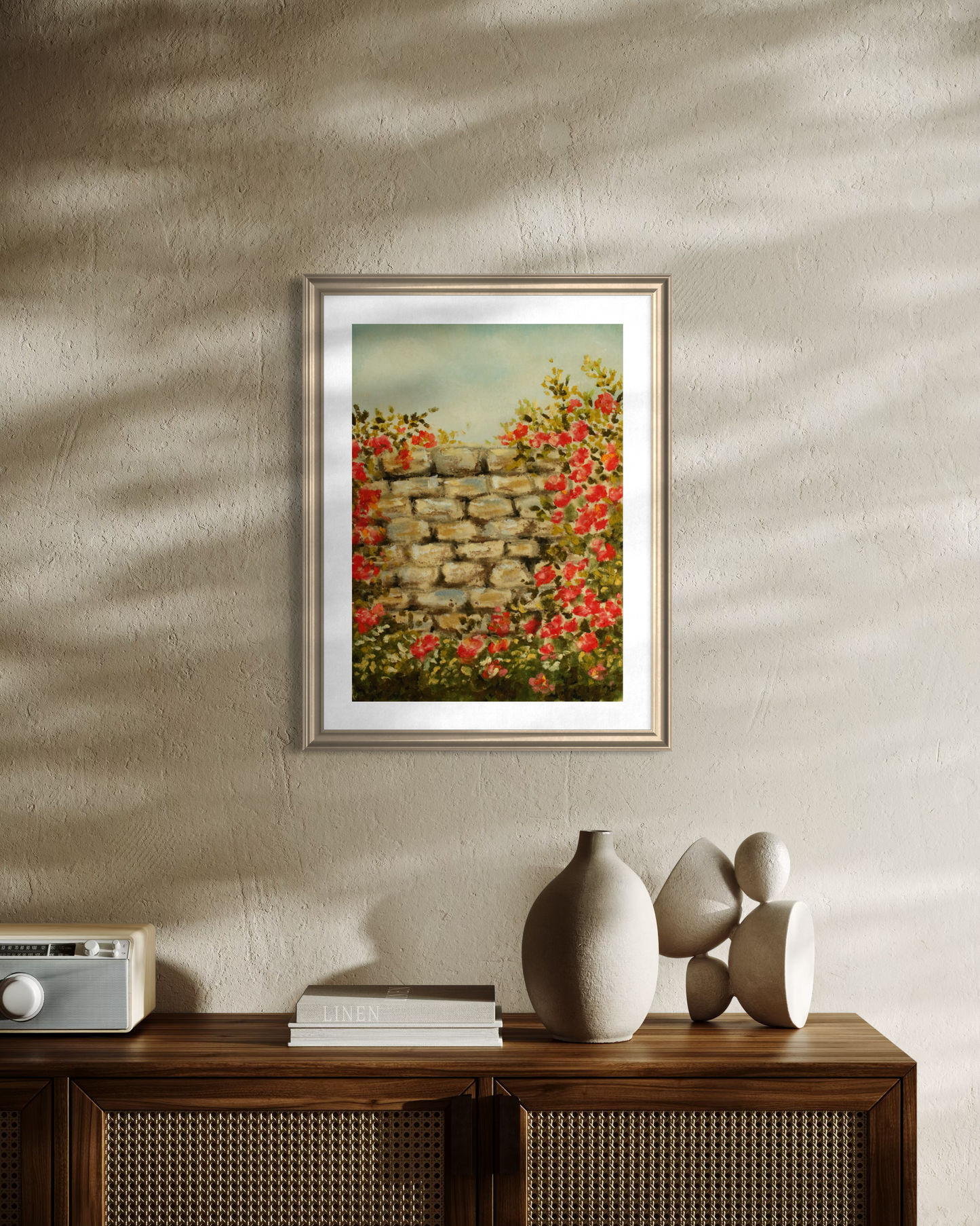 Art Print 564- Stone Wall & Roses by Natasha Prévost