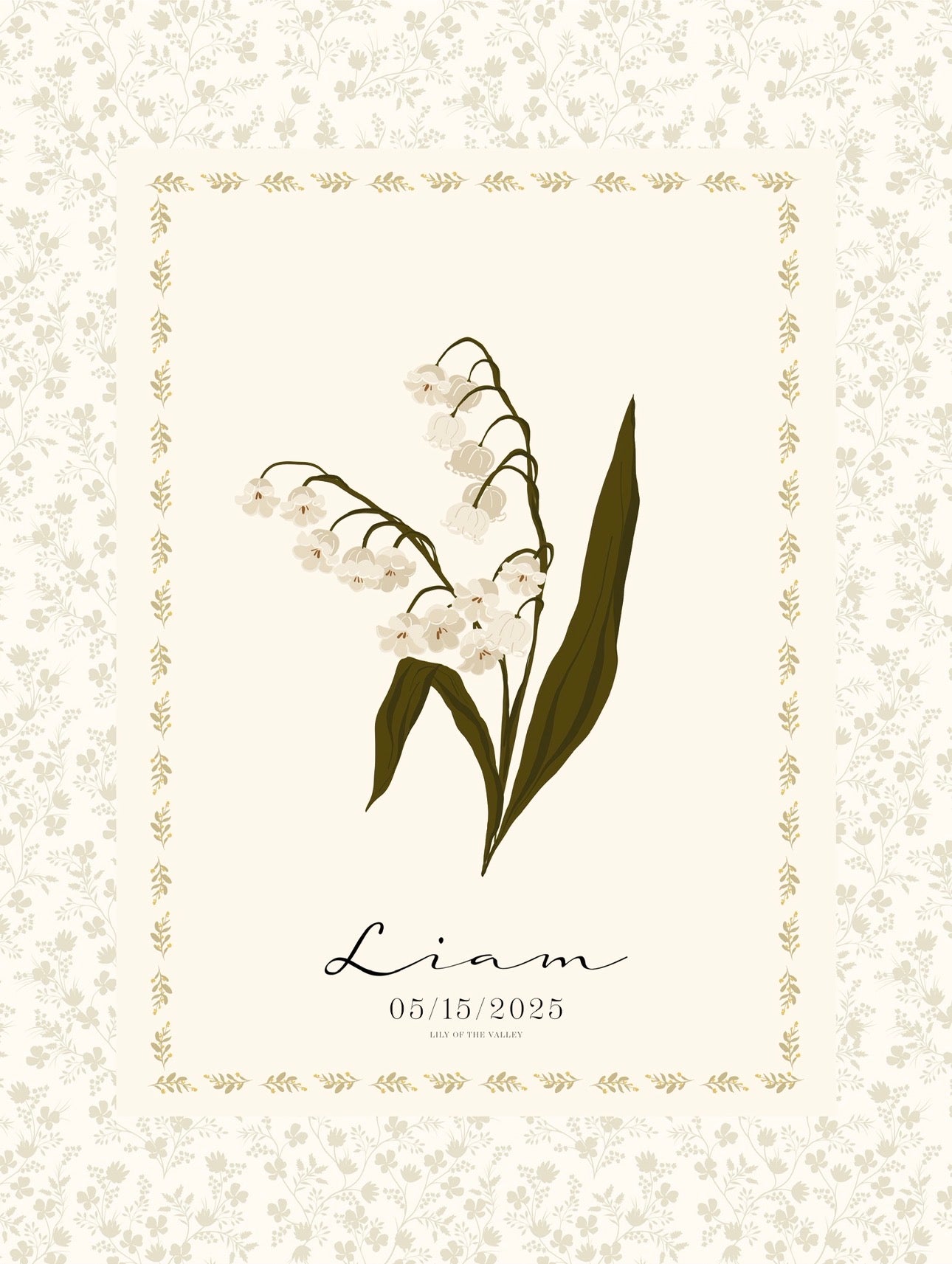 Art Print 545- Birth Flower personalized with Birthday & First Name by Natasha Prévost