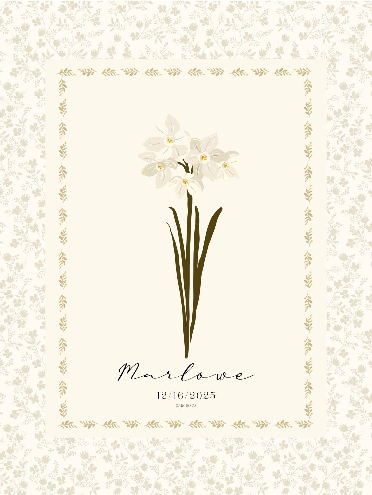 Art Print 545- Birth Flower personalized with Birthday & First Name by Natasha Prévost