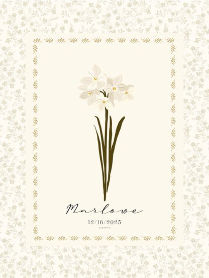 Art Print 545- Birth Flower personalized with Birthday & First Name by Natasha Prévost