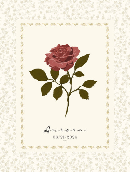 Art Print 545- Birth Flower personalized with Birthday & First Name by Natasha Prévost