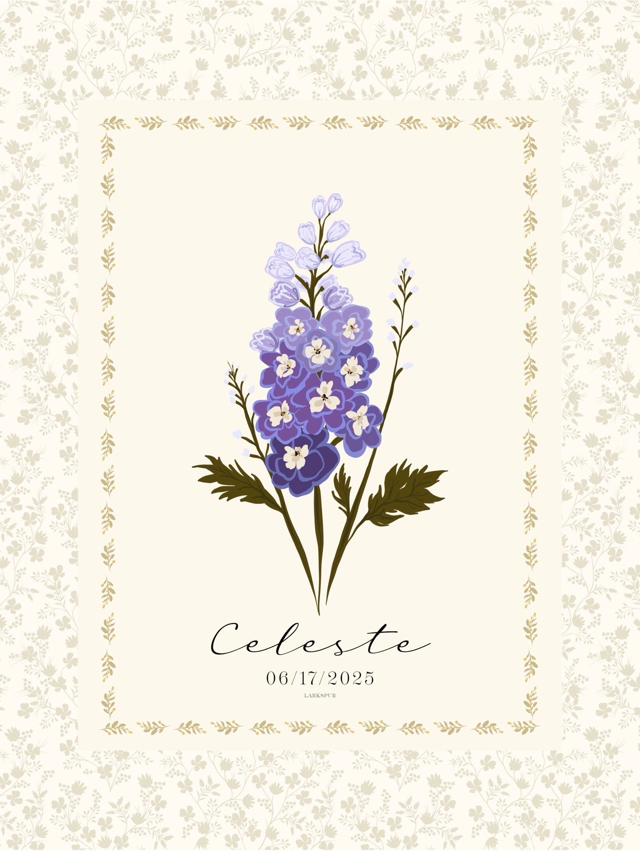Art Print 545- Birth Flower personalized with Birthday & First Name by Natasha Prévost