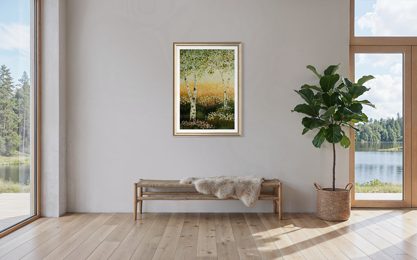Art Print 562-Birch Trees & Flowers fields by Natasha Prévost
