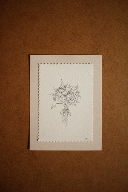 Mini Floral Bouquet Series - Original Drawing 4 by Natasha Prévost