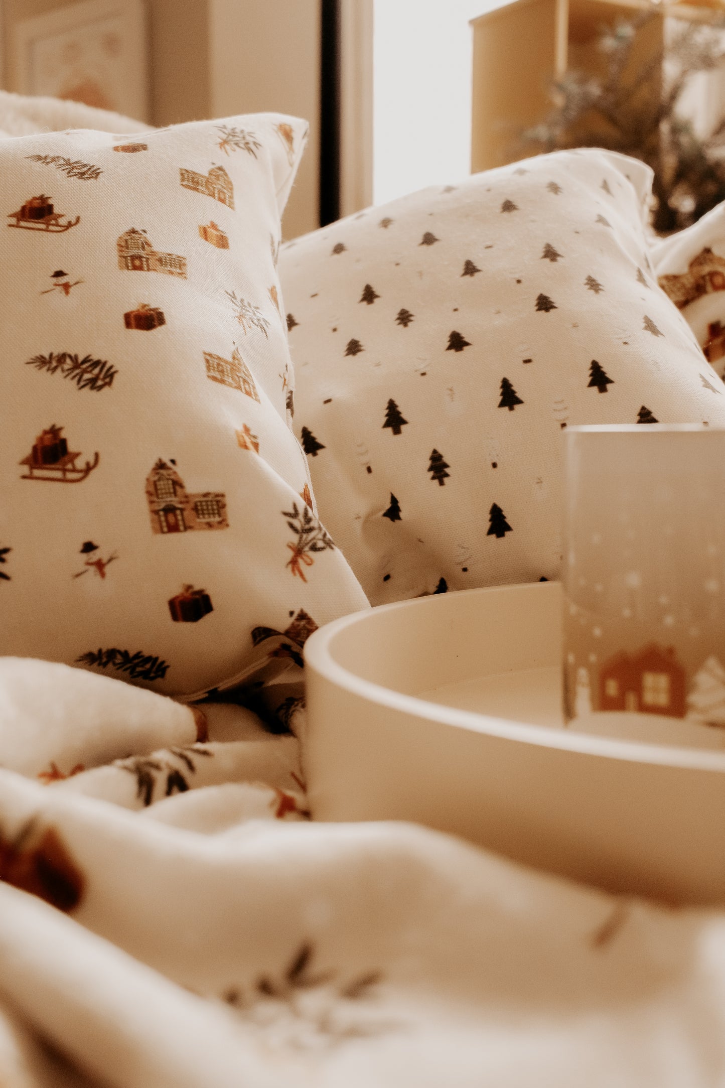 Reversible Decorative Cushion - Houses & Trees by Natasha Prévost