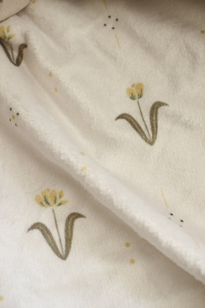 Soft Fleece Blanket - Tulips Pale Beige Background by Natasha Prévost