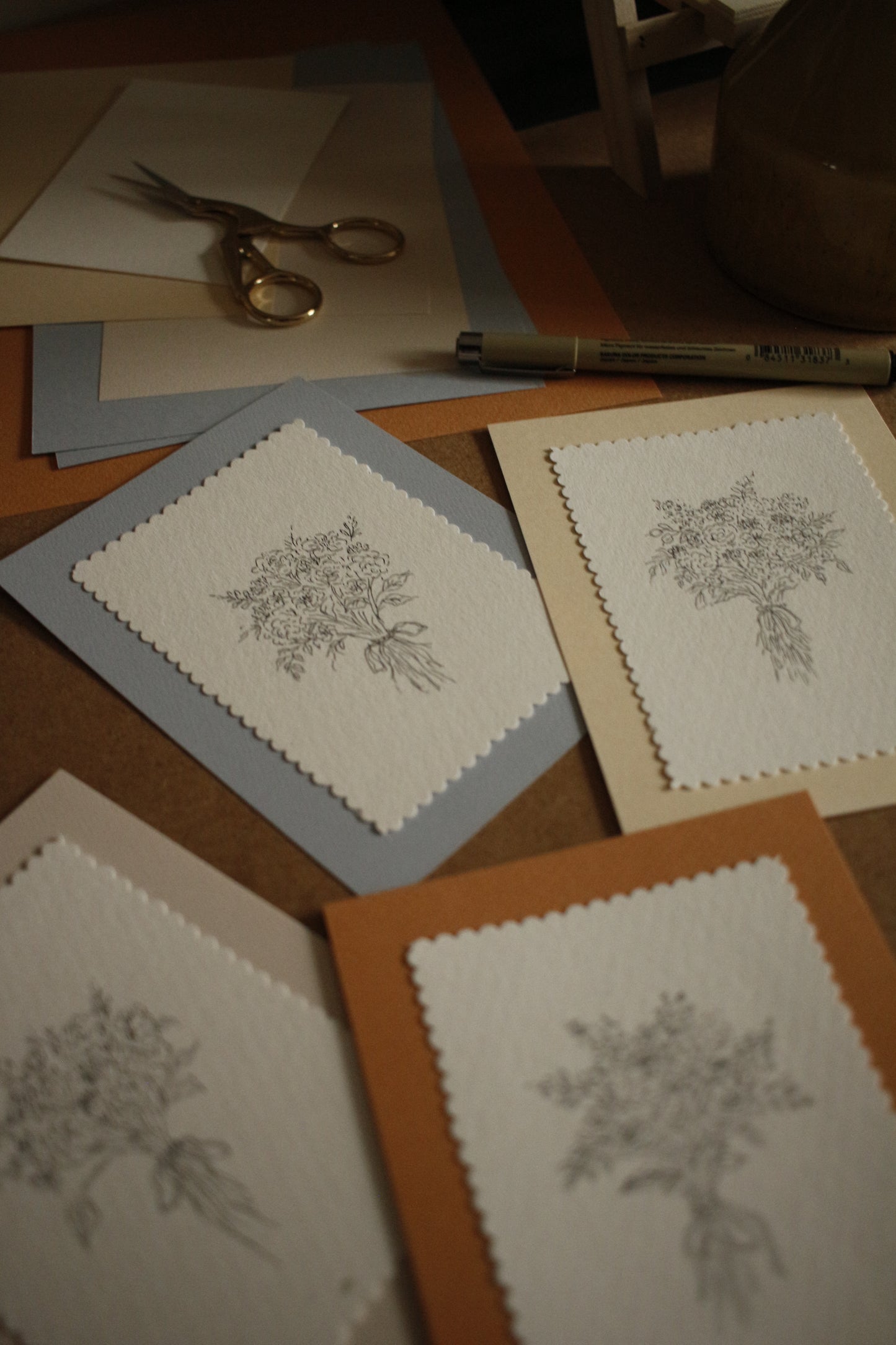 Mini Floral Bouquet Series - Original Drawing 1 by Natasha Prévost