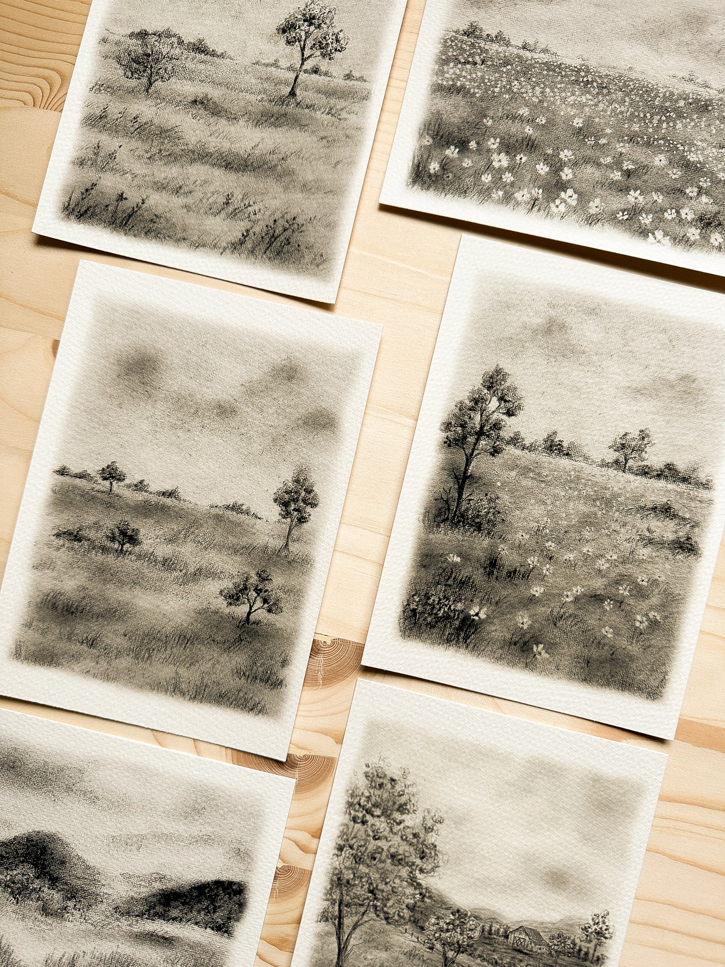 Print 408- Collection paysage fusain noir & blanc