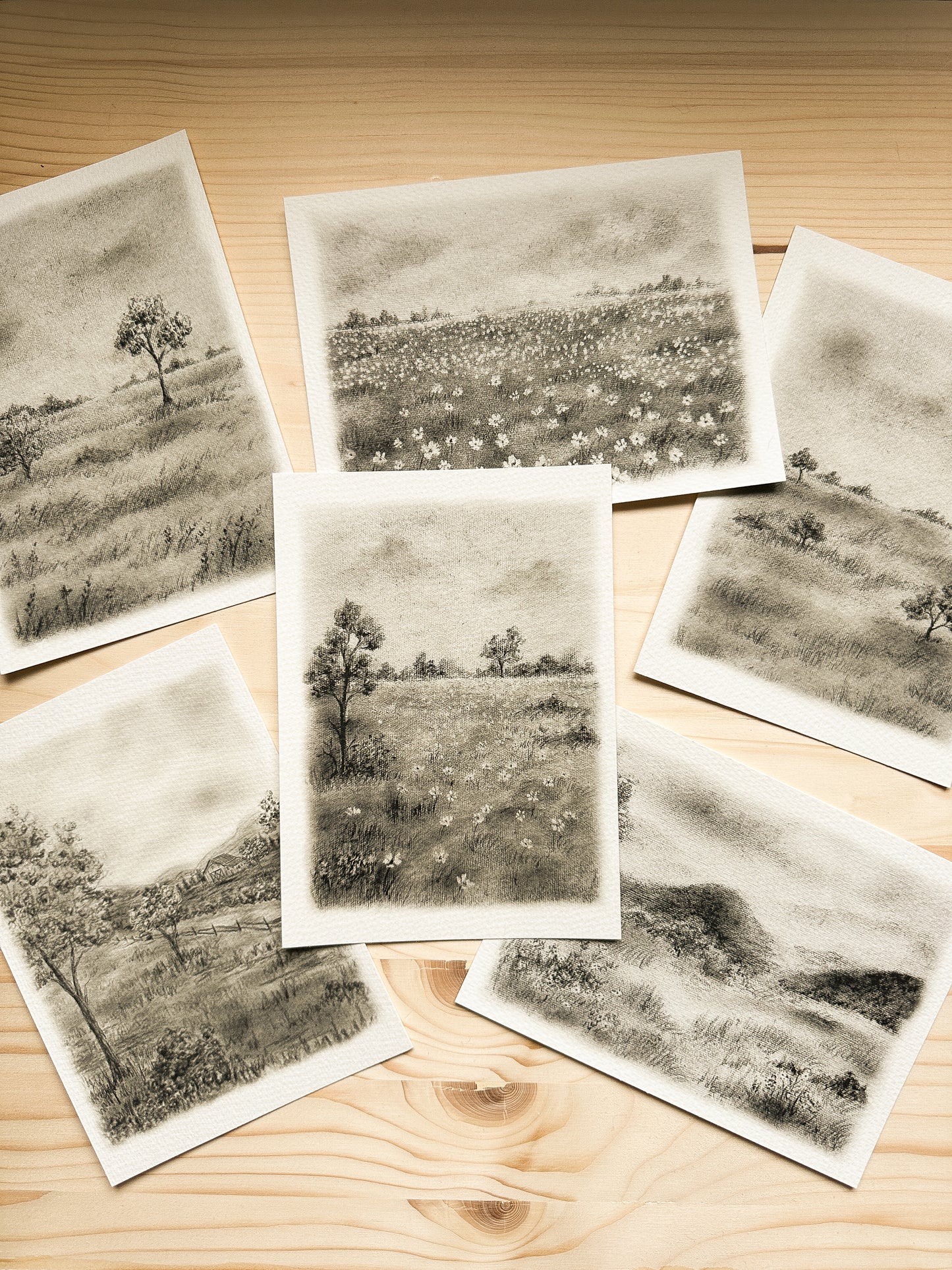 Print 408- Collection paysage fusain noir & blanc