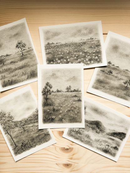 Print 408- Collection paysage fusain noir & blanc