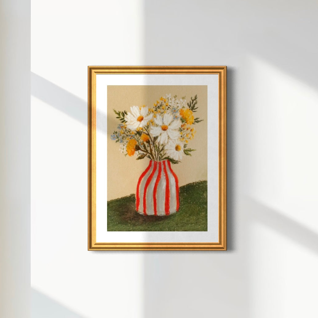 Art Print 558-Summer Stripes & Flowers by Natasha Prévost (Copy)