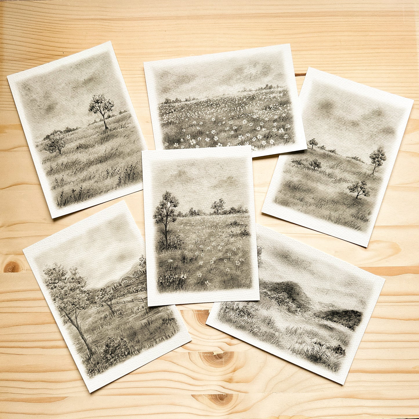 Print 408- Collection paysage fusain noir & blanc
