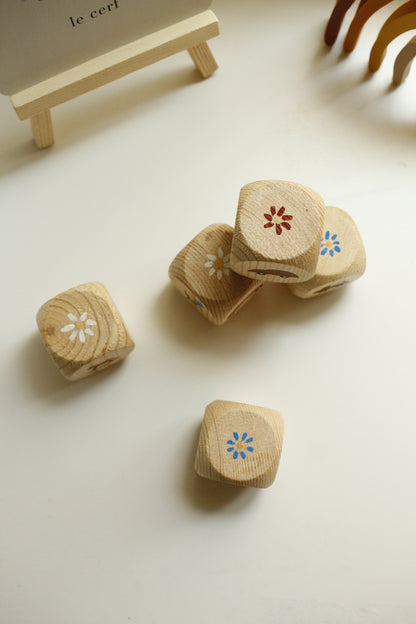 Hand-Illustrated Decorative Wooden Cubes - Set of 3 - Model 1 by Natasha Prévost