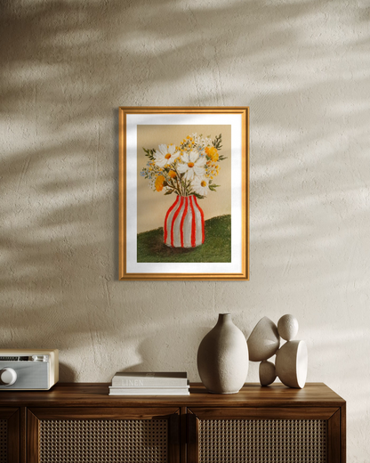 Art Print 558-Summer Stripes & Flowers by Natasha Prévost (Copy)