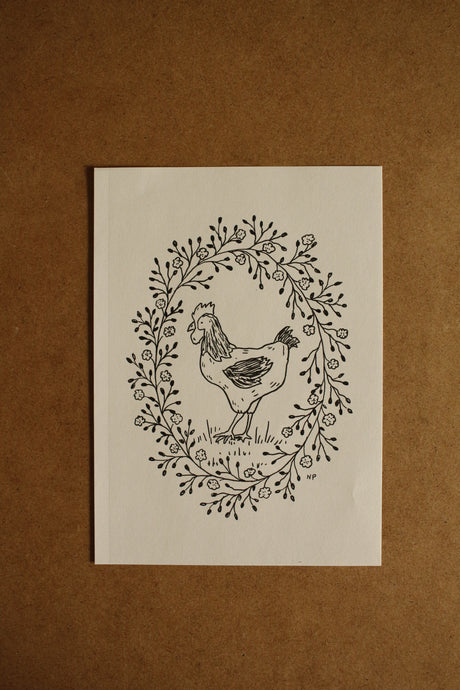 Print 452-Poule & feuillage