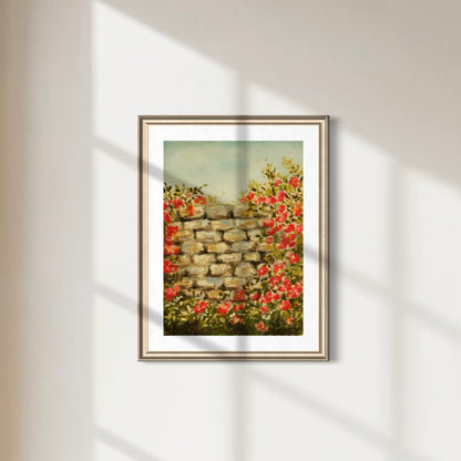 Art Print 564- Stone Wall & Roses by Natasha Prévost