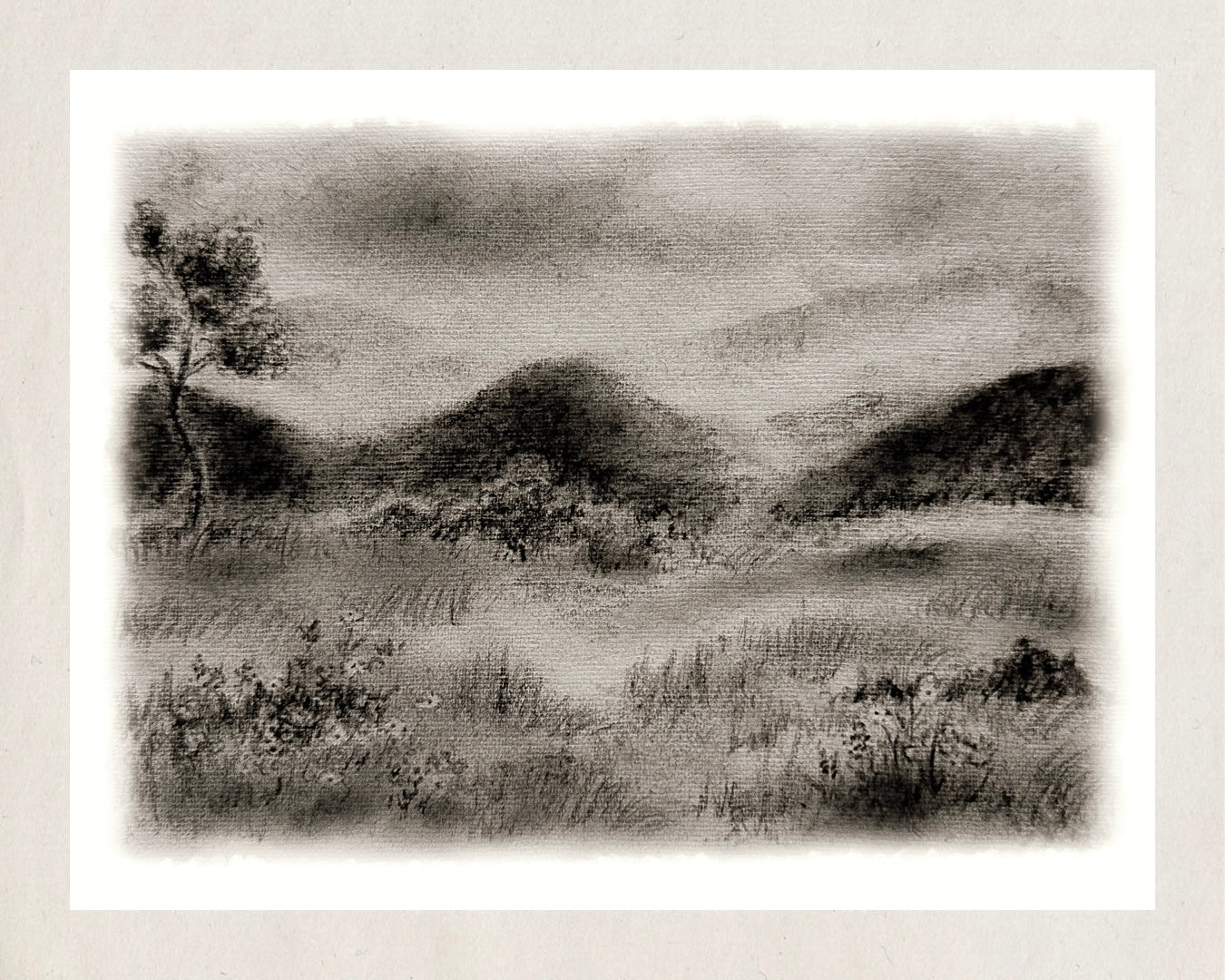 Print 408- Collection paysage fusain noir & blanc