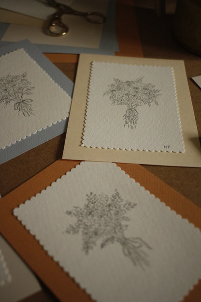 Mini Floral Bouquet Series - Original Drawing 1 by Natasha Prévost