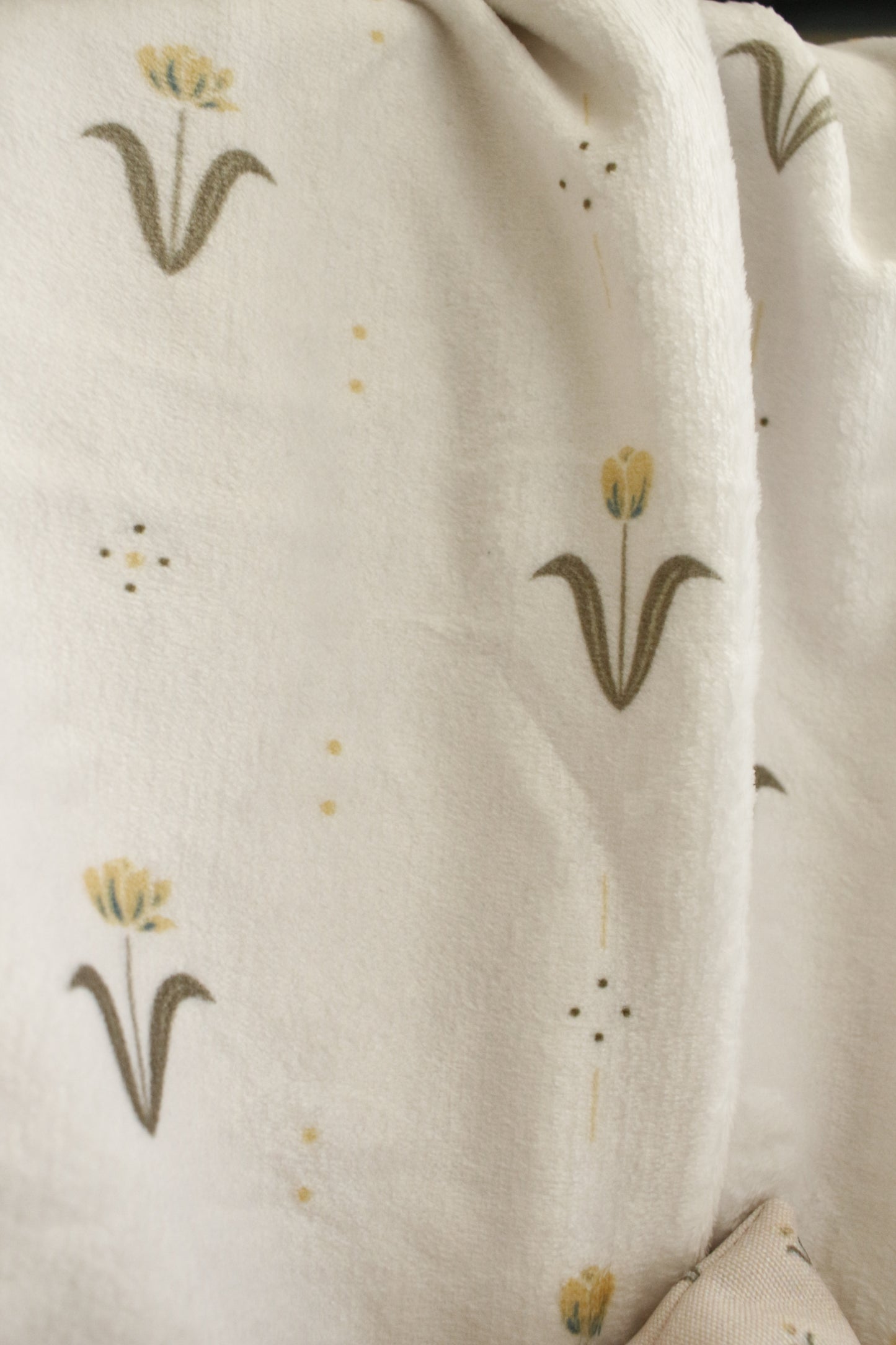 Soft Fleece Blanket - Tulips Pale Beige Background by Natasha Prévost