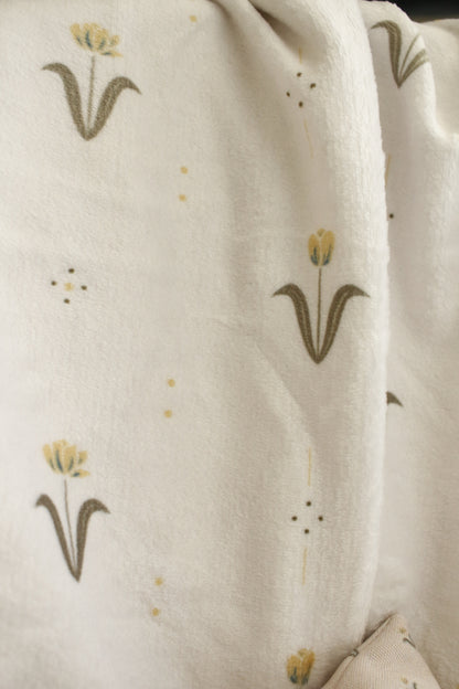 Soft Fleece Blanket - Tulips Pale Beige Background by Natasha Prévost