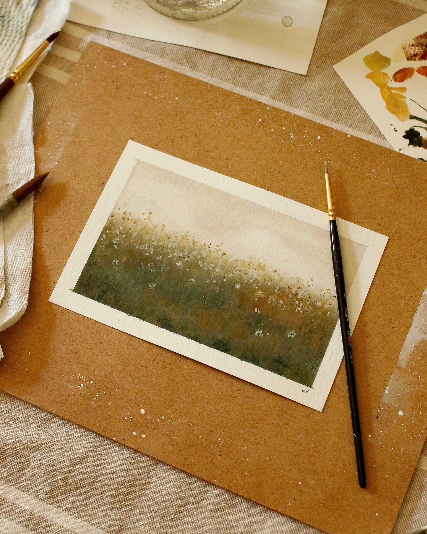 Original Painting - Autumn Series Gouache & Acrylic Landscape 6 by Natasha Prévost