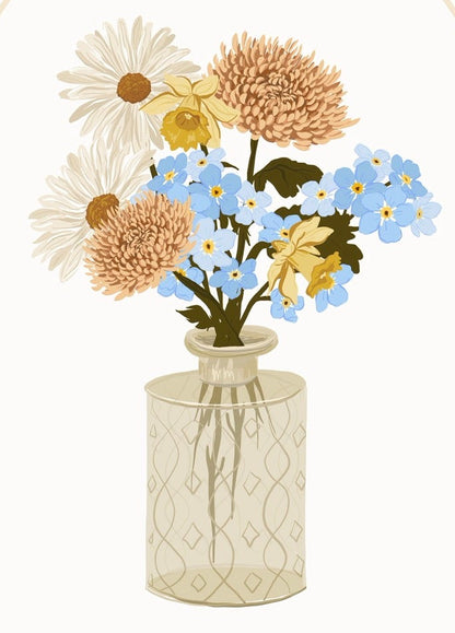 Art Print 546- Personalized Birth Flower Family Bouquet with Birth Months & Family Names by Natasha Prévost