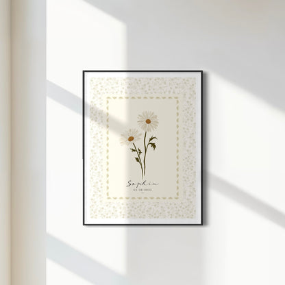 Art Print 545- Birth Flower personalized with Birthday & First Name by Natasha Prévost