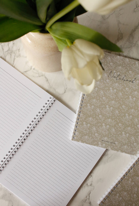 Notebook-Flower monochrome-beige