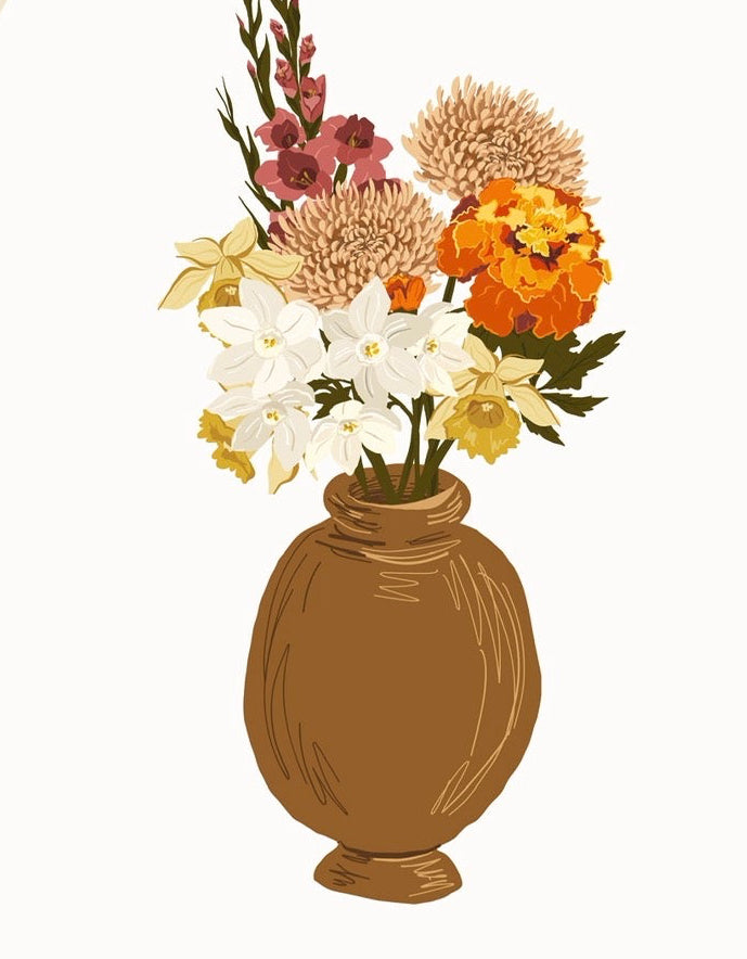 Art Print 546- Personalized Birth Flower Family Bouquet with Birth Months & Family Names by Natasha Prévost