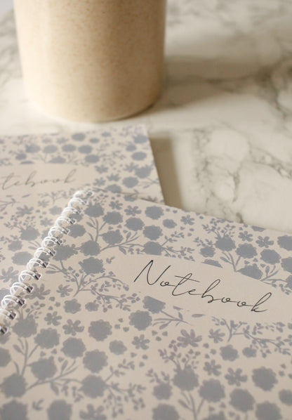 Illustrated Notebook - Flower Monochrome Blue by Natasha Prévost