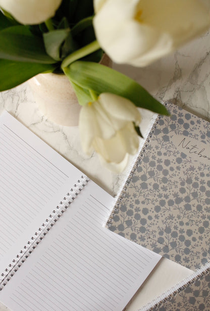 Illustrated Notebook - Flower Monochrome Blue by Natasha Prévost