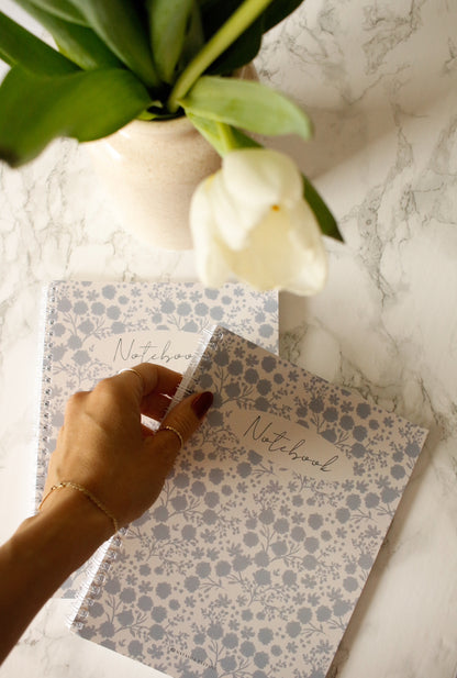 Illustrated Notebook - Flower Monochrome Blue by Natasha Prévost