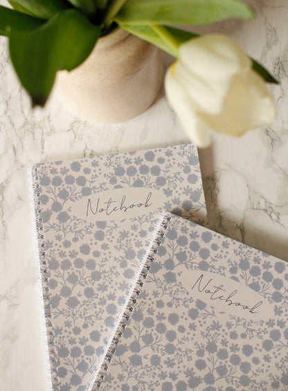 Illustrated Notebook - Flower Monochrome Blue by Natasha Prévost