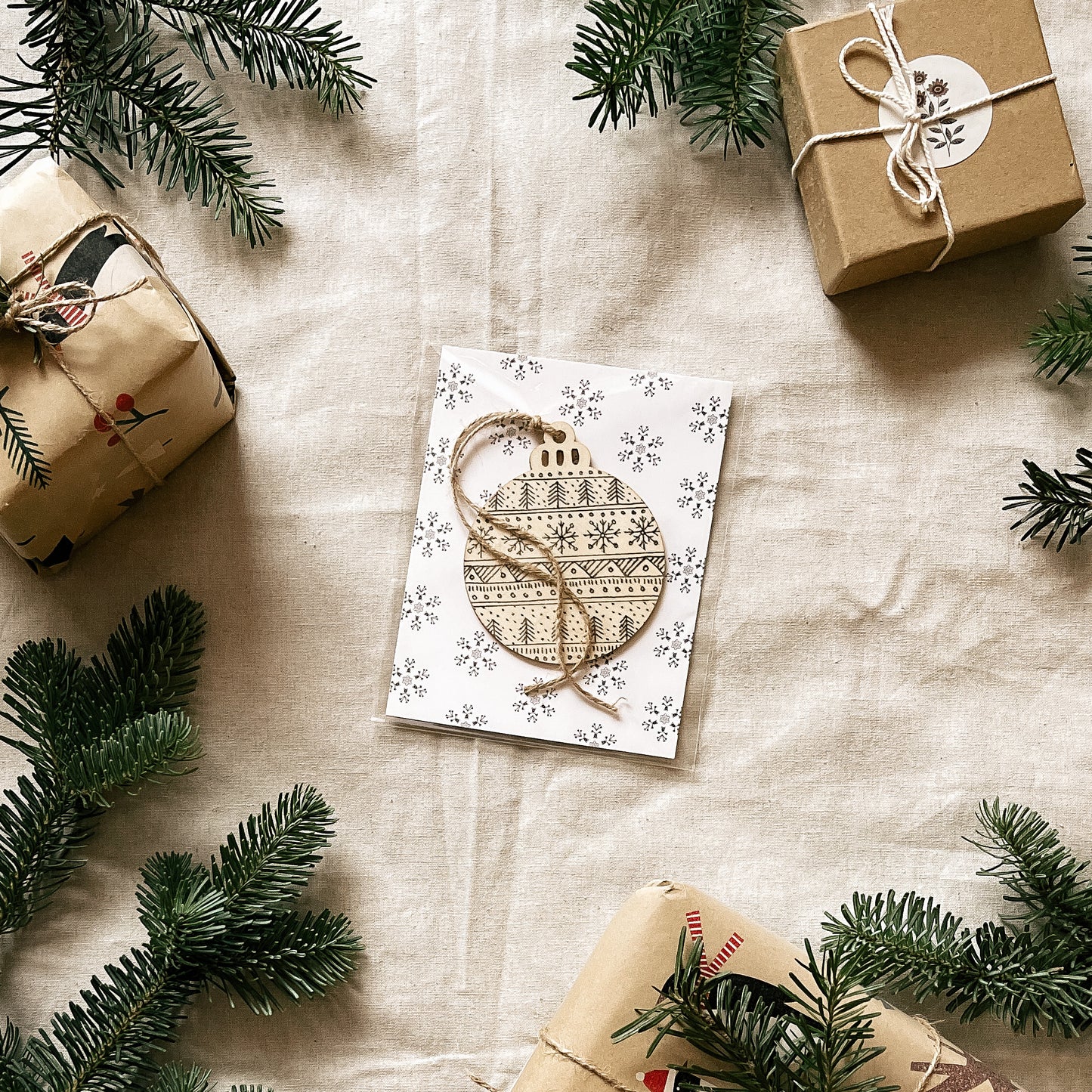 Handmade Wooden Ball Ornament - 3" - Multiple Designs