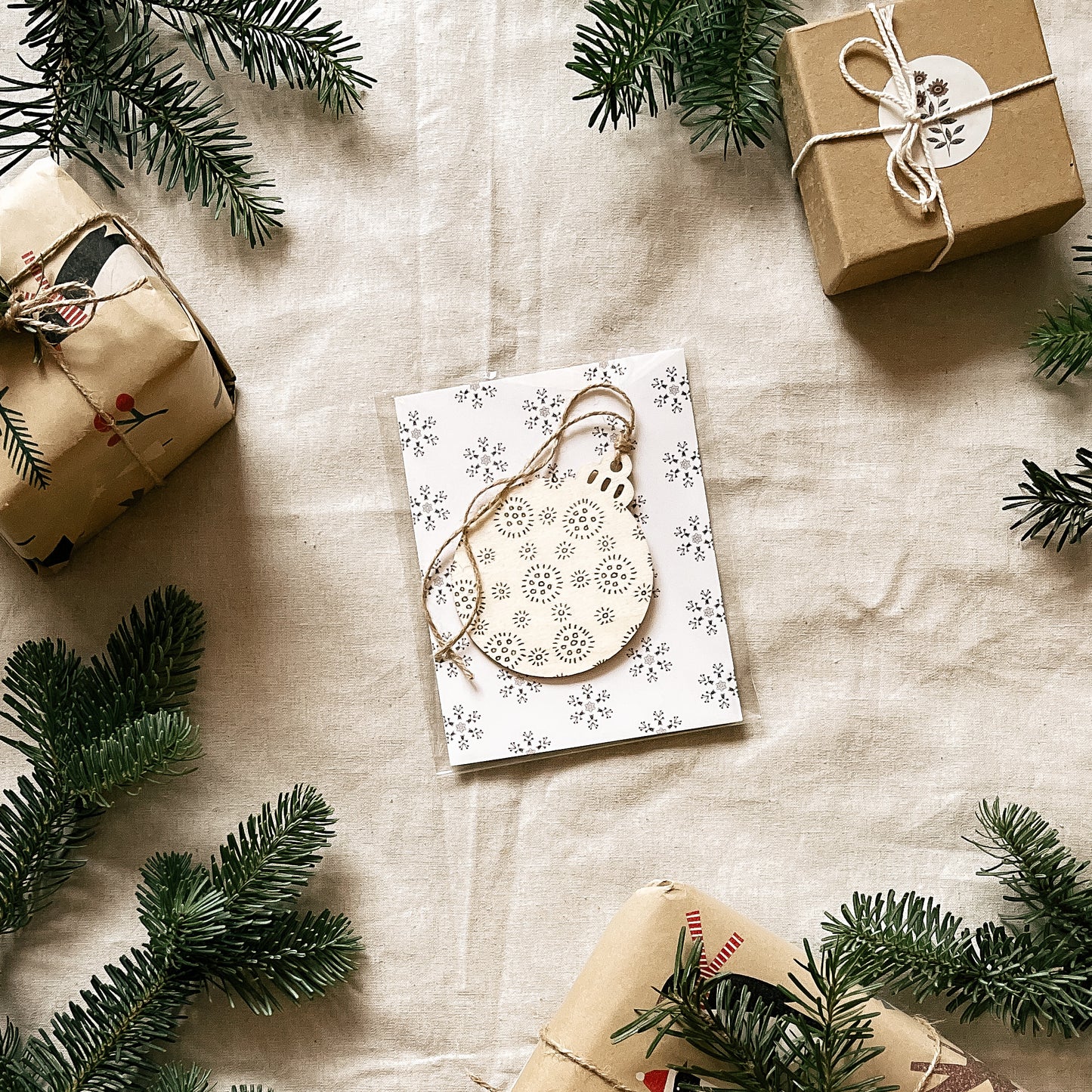 Handmade Wooden Ball Ornament - 3" - Multiple Designs