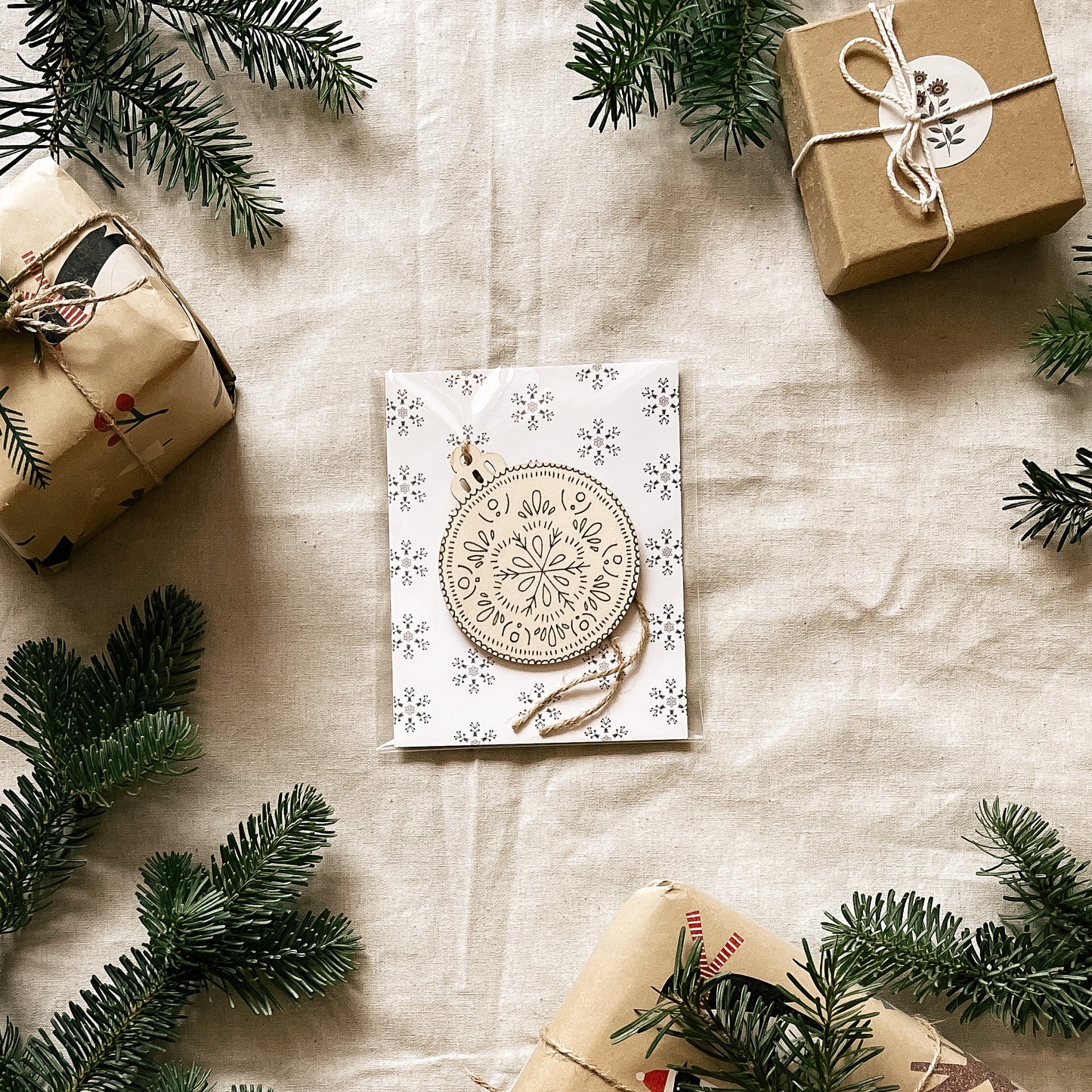 Handmade Wooden Ball Ornament - 3" - Multiple Designs