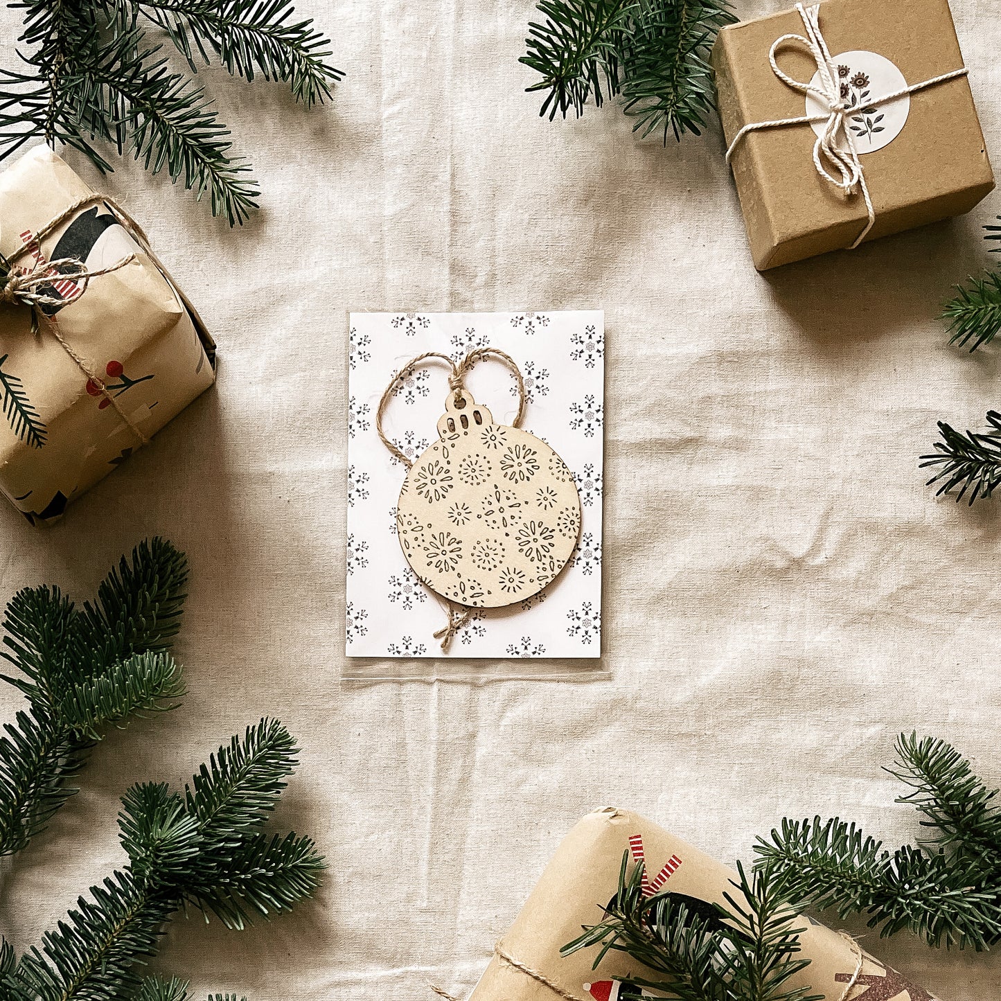 Handmade Wooden Ball Ornament - 3" - Multiple Designs